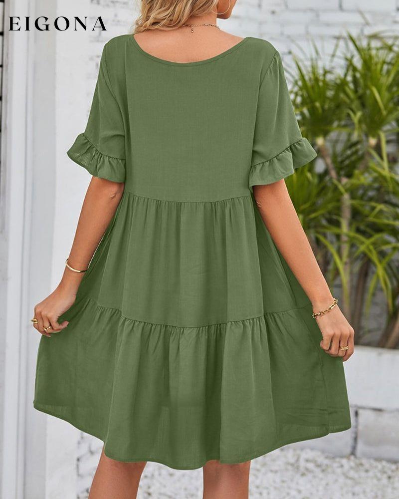 V-neck Dress with Ruffle Sleeves 23BF Casual Dresses Clothes Dresses Summer