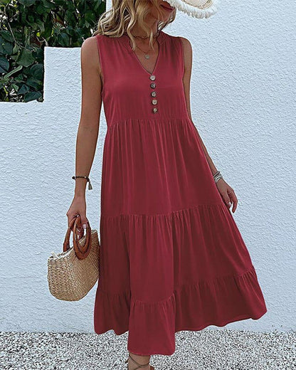 Solid color sleeveless casual dress 23BF Casual Dresses Clothes Dresses Summer