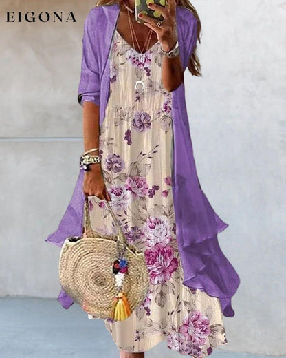 Vacation dress in floral print 23BF Casual Dresses Clothes Dresses Spring Summer Two-Piece Sets