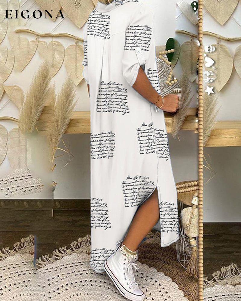 Slit letter print shirt dress 23BF Casual Dresses Clothes Dresses Spring Summer