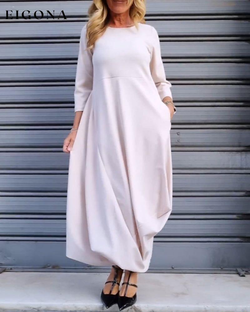 Simple solid color pocket dress White 2023 f/w 23BF casual dresses Clothes Dresses spring