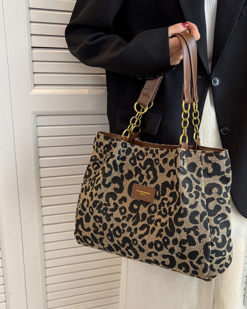 Leopard print shoulder underarm bag bags