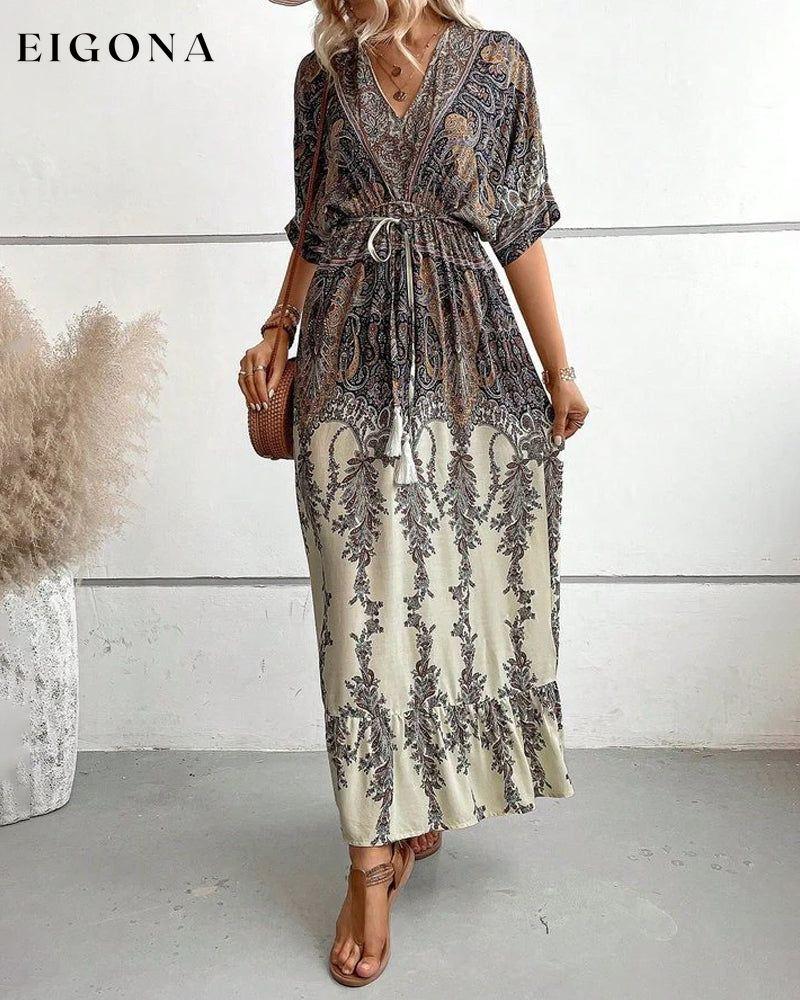 Stylish 3/4 sleeve print dress 23BF Casual Dresses Clothes Dresses Spring Summer