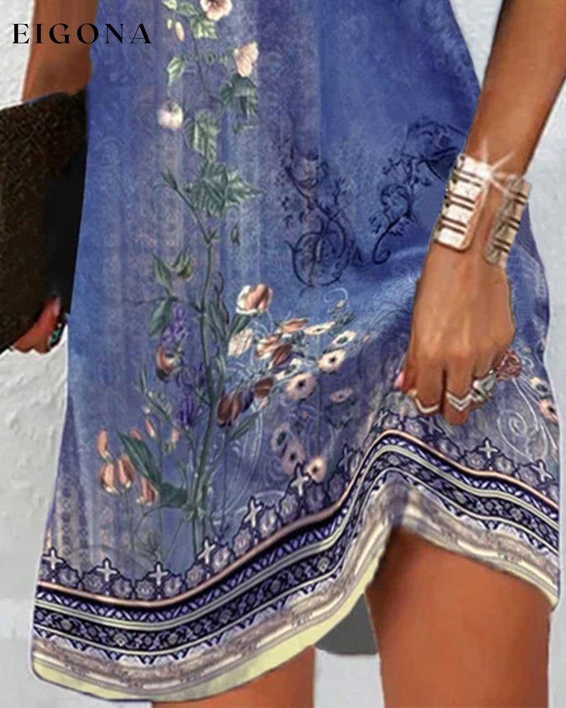 Floral Print Dress with Short Sleeves 23BF Casual Dresses Clothes Dresses Summer