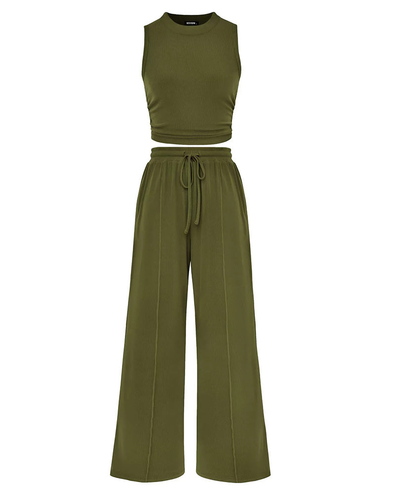 Vest and Elastic-Waist Trousers Set