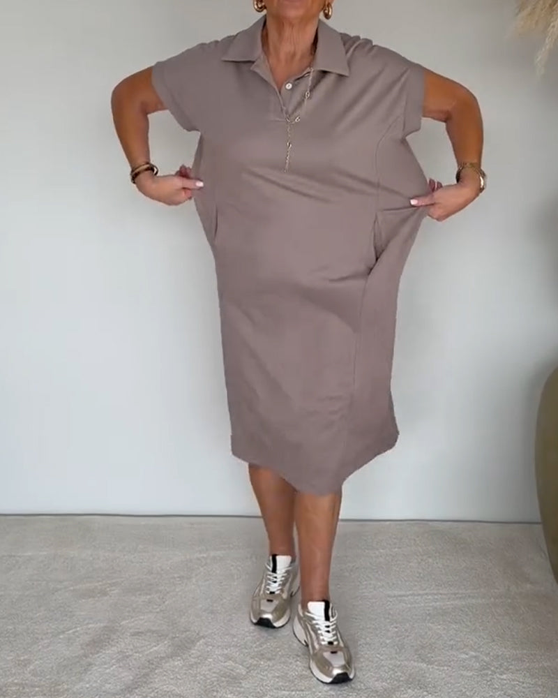 Casual Loose Polo Neck Dress