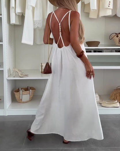Backless Cami Vacation Maxi Dress