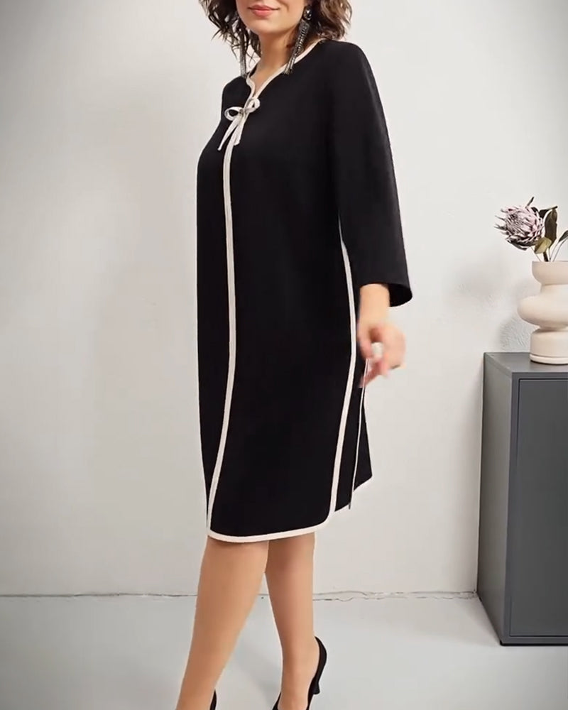 Bow Black And White Shift Dress 2024 f/w casual dresses