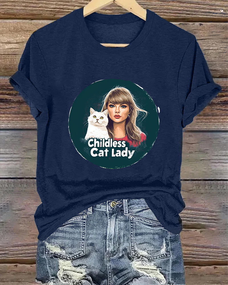 Childless cat lady T-shirt 2024 f/w faith & slogan spring summer t-shirts