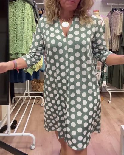 Abito casual a pois con scollo a V