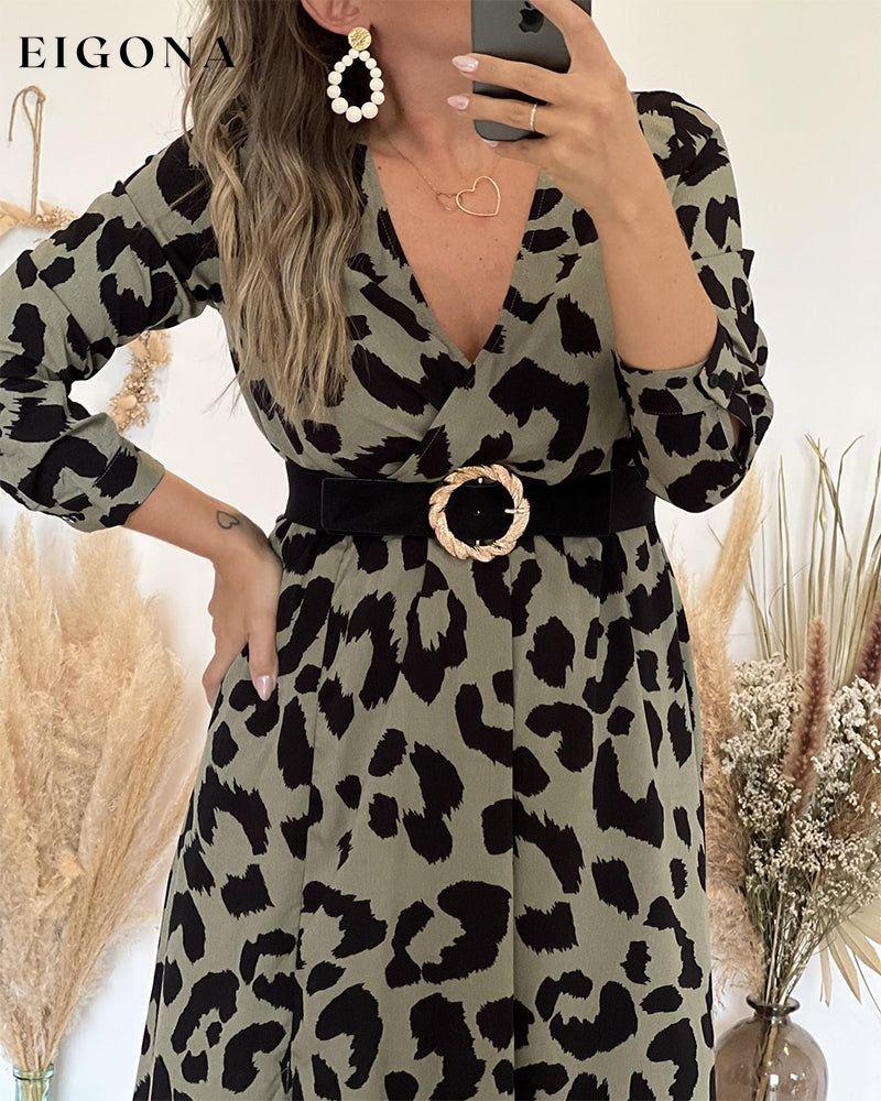 Leopard print slit A-Line dress 2023 f/w 23BF casual dresses Clothes Dresses