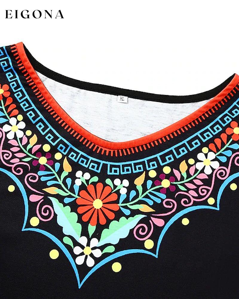 Retro short-sleeved printed dress casual dress spring summer vintage