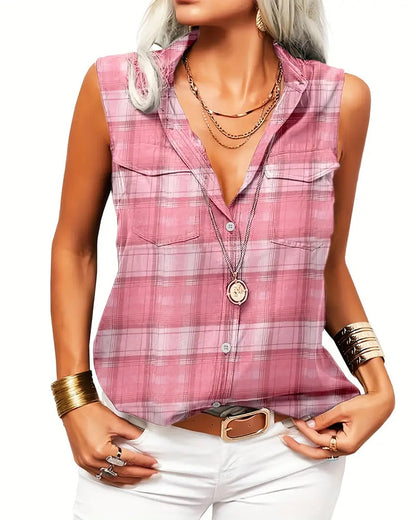 Fashionable Plaid Print Tank Top