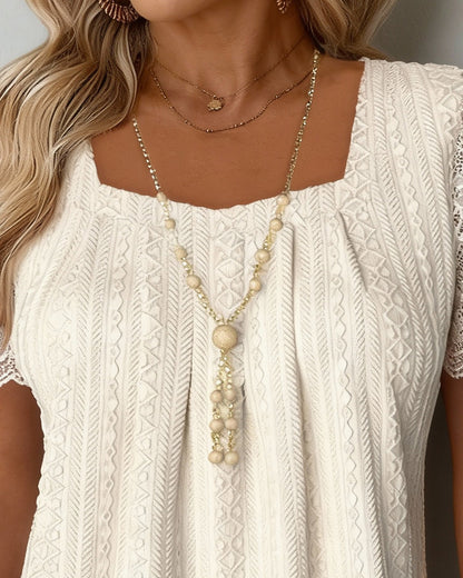 Solid Color Patchwork Jacquard Top