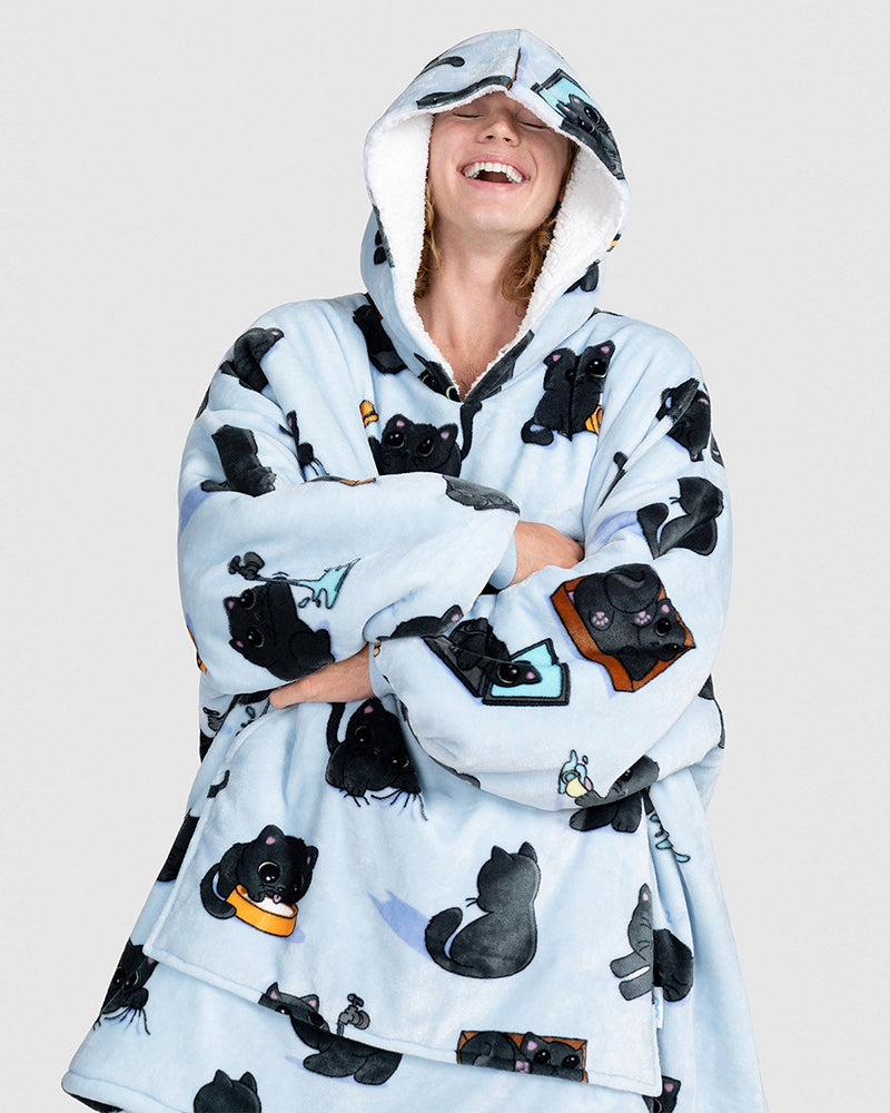 Black cat print blanket hoodie 2024 f/w blanket hoodie