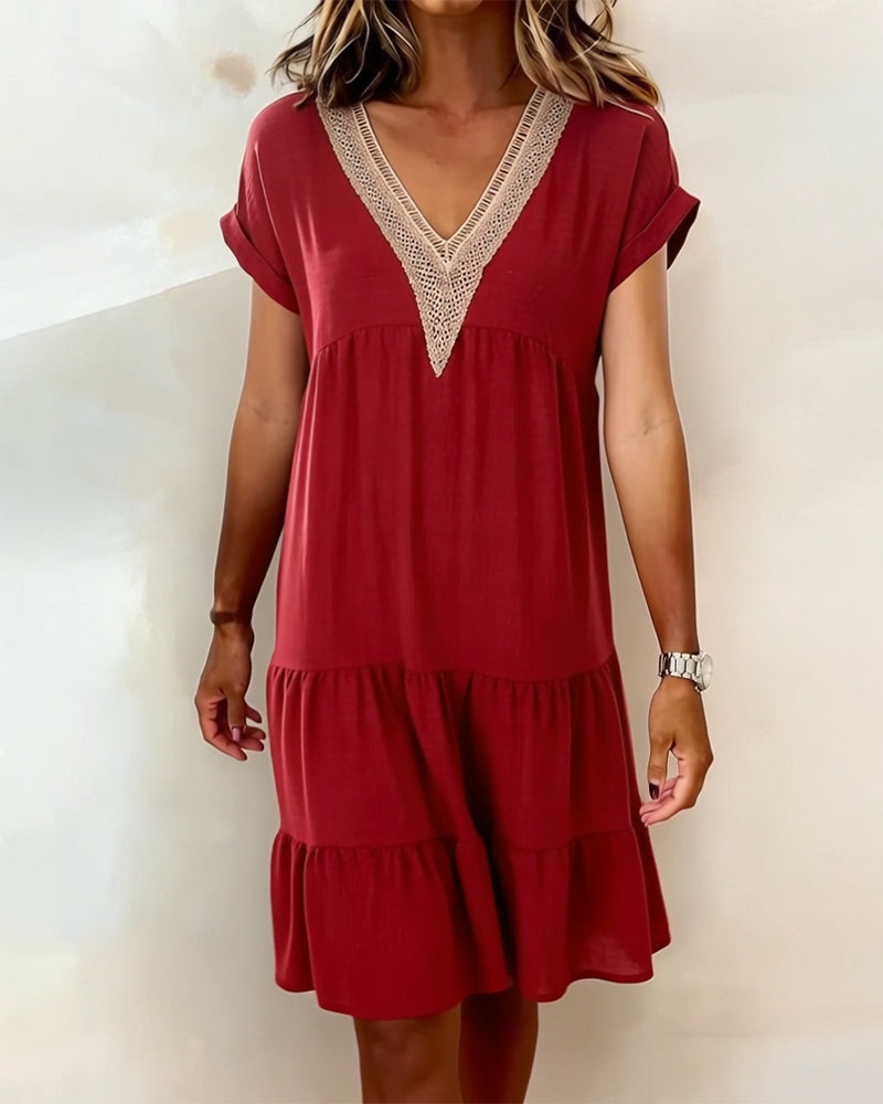 Lace V-Neck Cake Dress