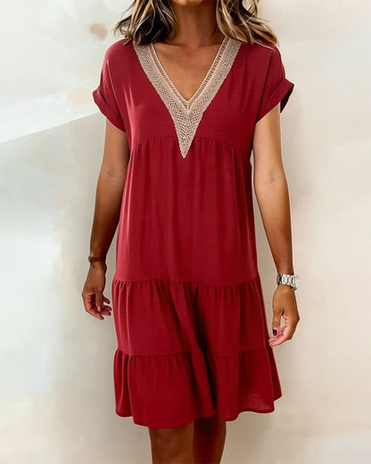 Lace V-Neck Cake Dress