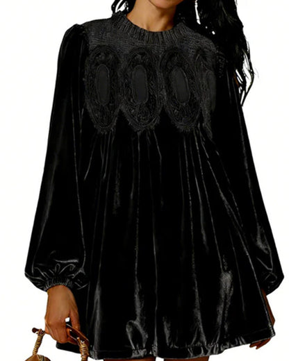 Vintage-Inspired Lace Panel Tunic Dress