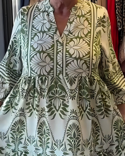 Floral-Print V-Neck Dress