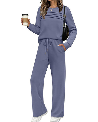 Women's Crewneck Top and Drawstring Pants Set
