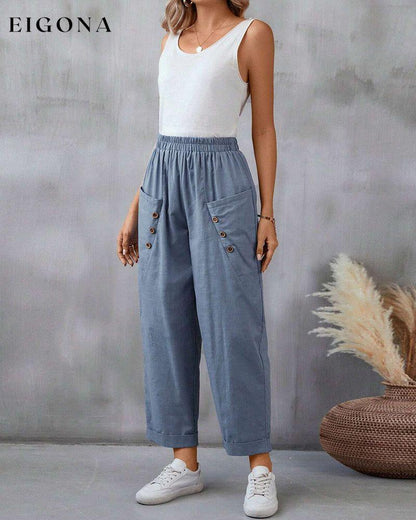 Solid-colored harem pant pant pocket spring summer