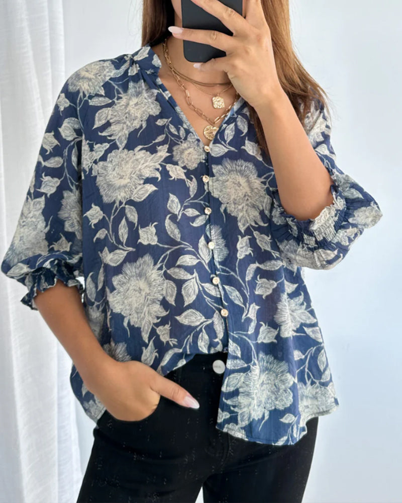 Stylish Botanical Print Shirt