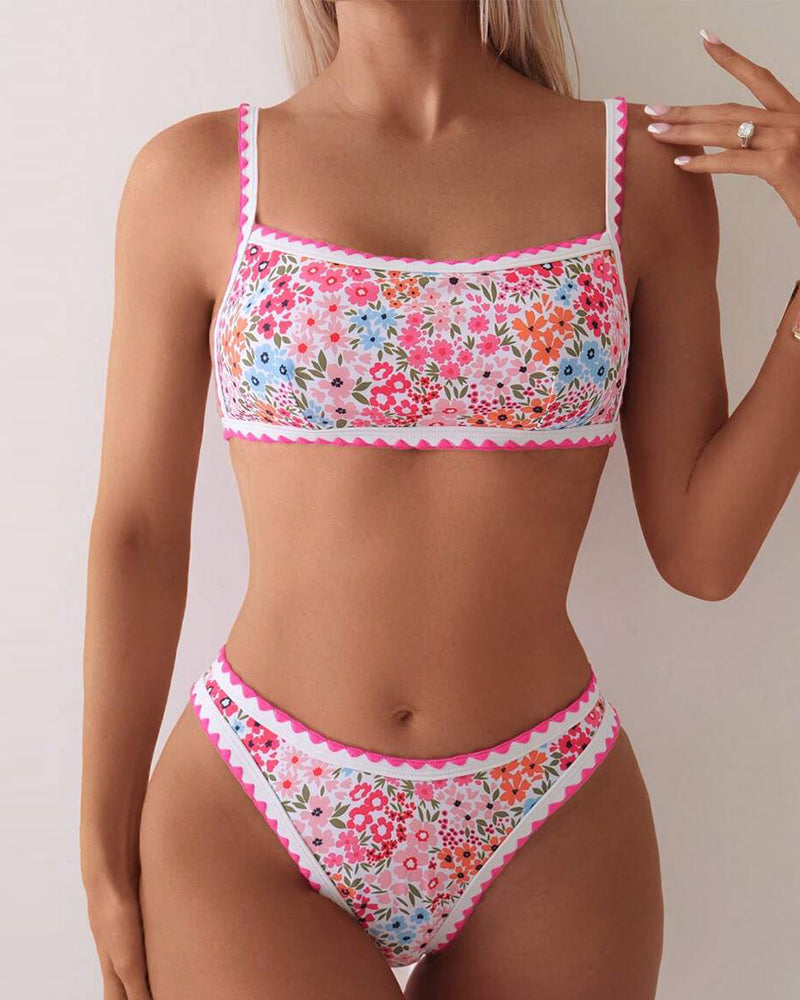 Small floral print camisole bikini set bikinis summer