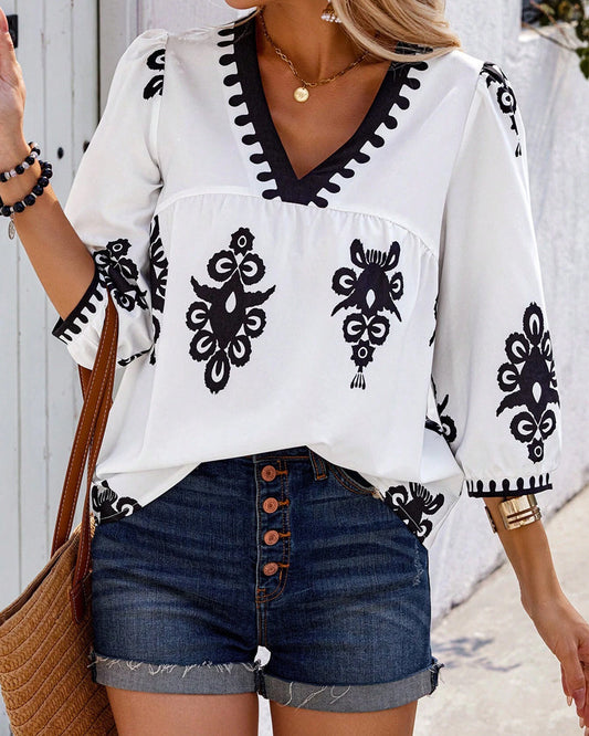 Bohemian-style bishop sleeve top
