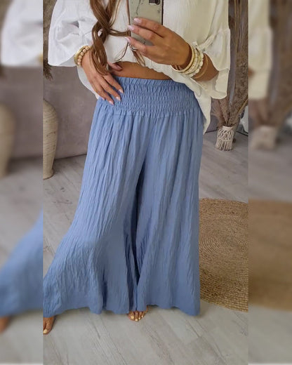 Pleated Relaxed Straight Leg Pants