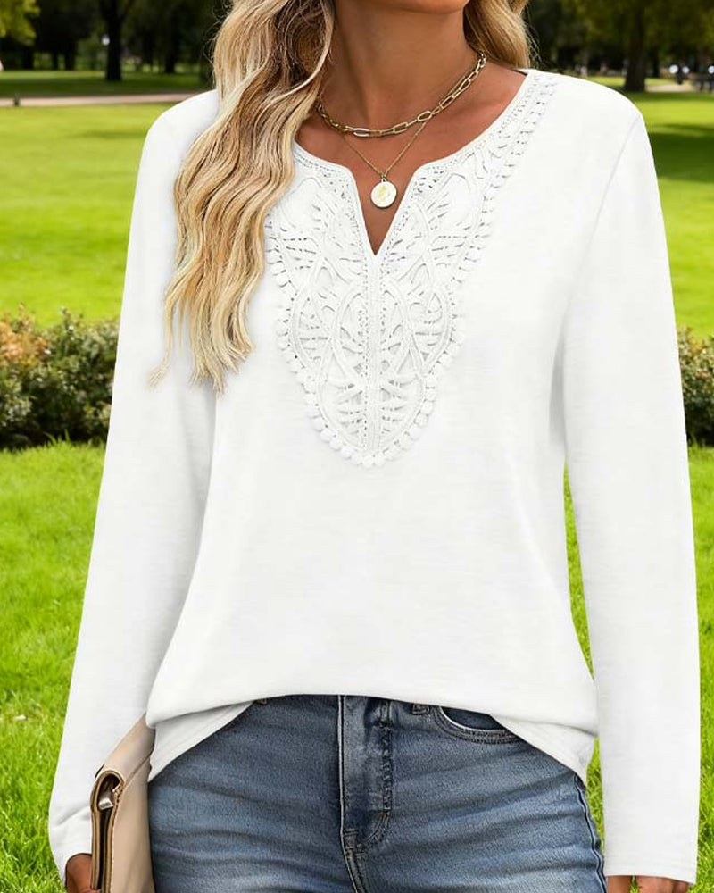 Elegant V-Neck Top With Long Sleeves For Women