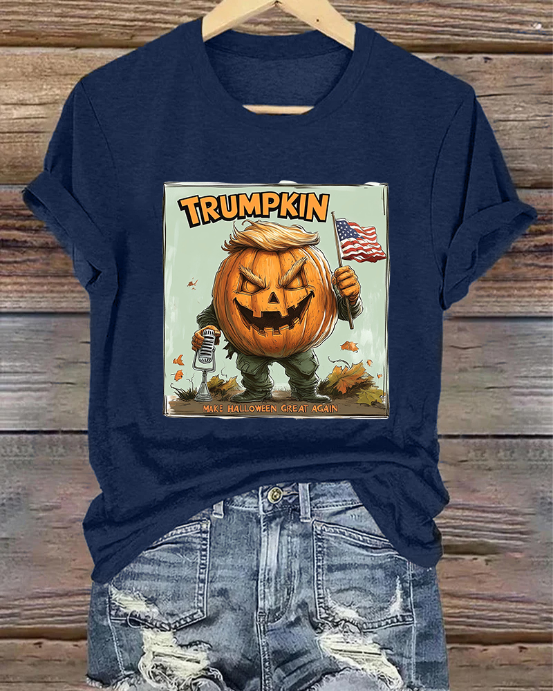 Trumpkin lettering pumpkin print T-shirt 2024 f/w halloween spring summer t-shirts