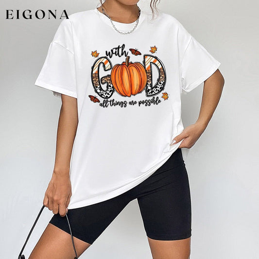 Round Neck Short Sleeve Graphic T-Shirt White clothes E@M@E Ship From Overseas Shipping Delay 09/29/2023 - 10/01/2023 trend