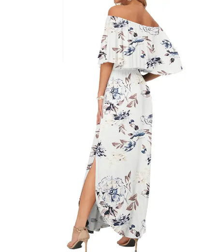 Elegant Ink Wash Floral Maxi Dress