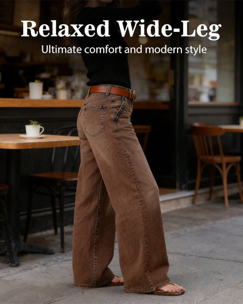 Multi-Button Washed Loose Jeans