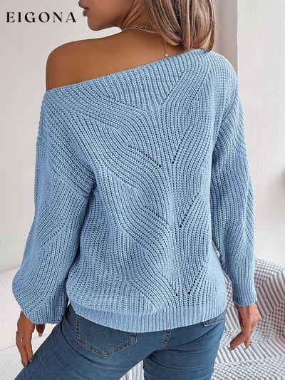 Openwork Off The Shoulder Long Sleeve Sweater B.J.S clothes Ship From Overseas Sweater sweaters Sweatshirt