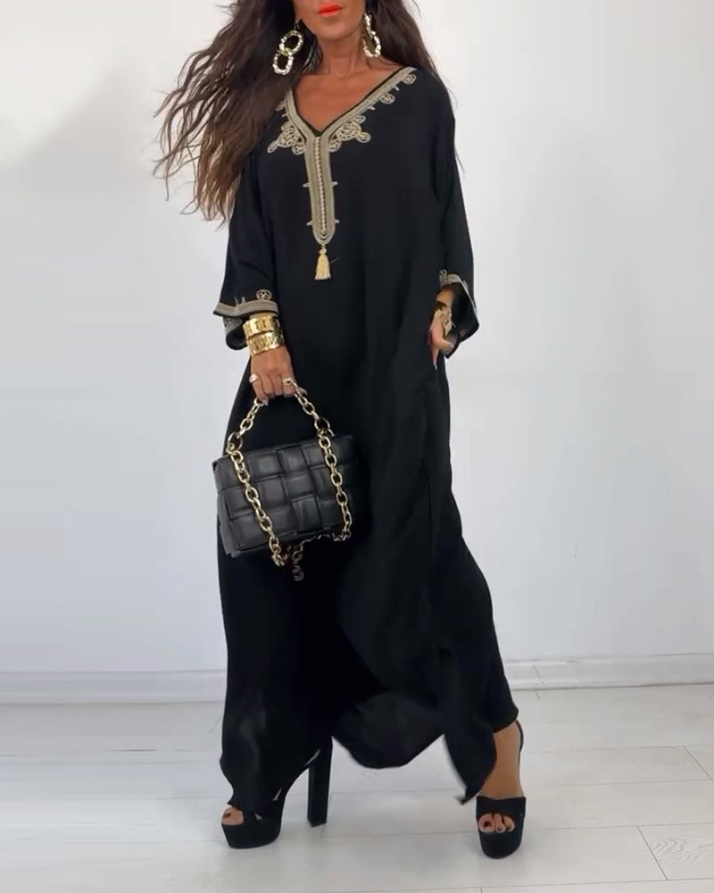 V-neck loose simple dress