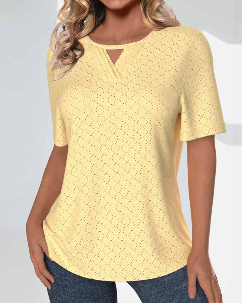 Simple solid color short-sleeve casual top blouses & shirts spring summer