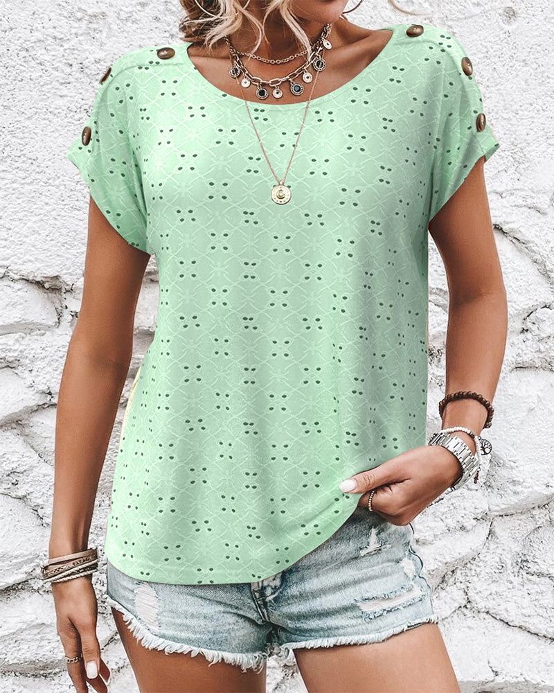 Blusa casual con scollo tondo e scollo a V