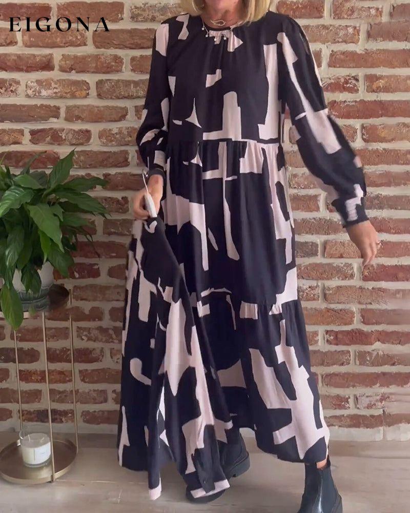 Printed Long Sleeve Maxi Dress 2023 f/w 23BF casual dresses Clothes Dresses spring