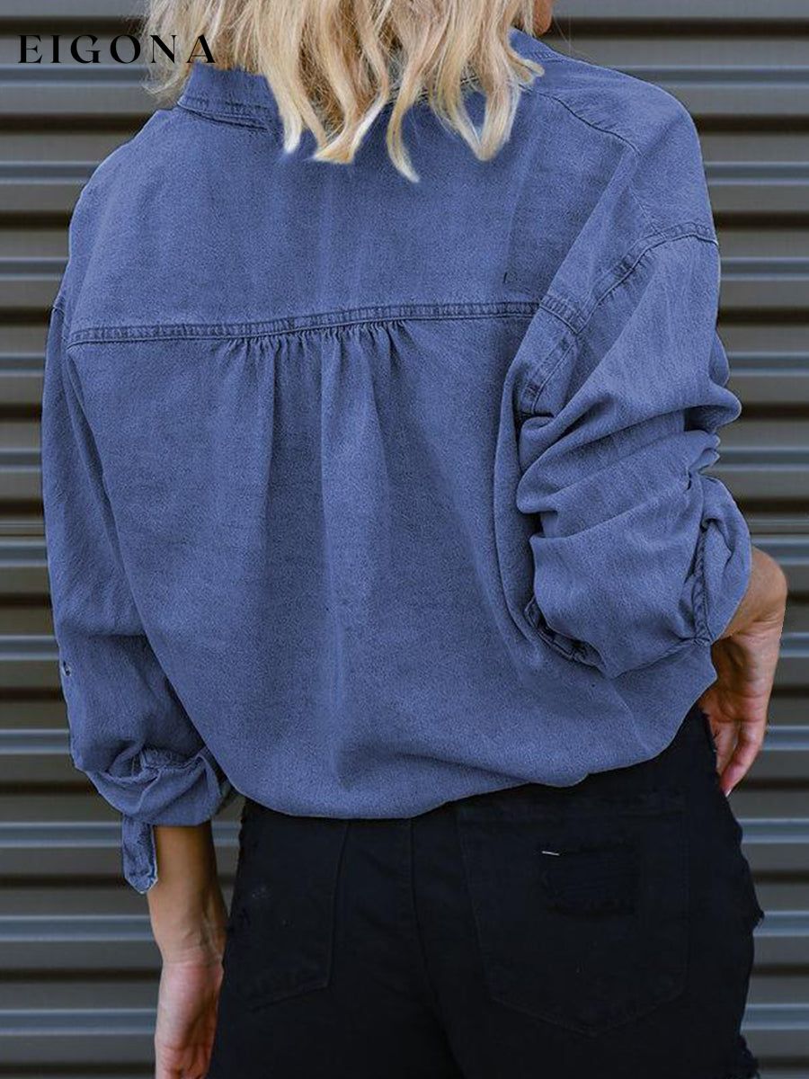 Tie Detail Denim Top clothes crop top long sleeve Ship From Overseas Shipping Delay 10/01/2023 - 10/03/2023 trend Y.Y@Denim