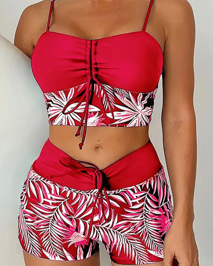 High-Waisted Boyleg Printed Bikini