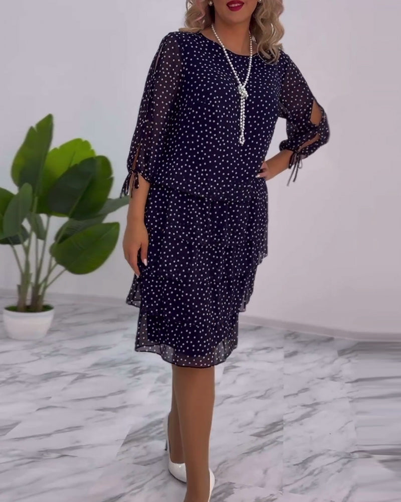 Polka dot print layered elegant dress casual dresses spring summer