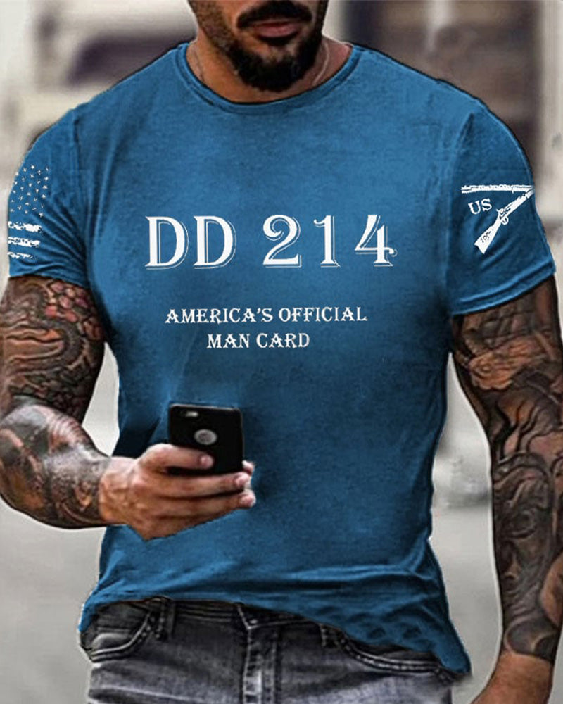 Men's DD214 America's Official Man Card Printed Casual T-Shirt 2024 f/w spring summer t-shirts man Veterans Day