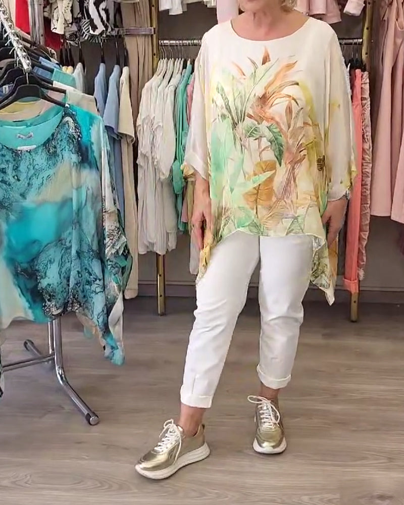 Lockere Bluse mit unregelmäßigem Druck