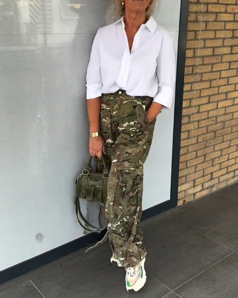 Camouflage overalls with pockets 2024 f/w pants