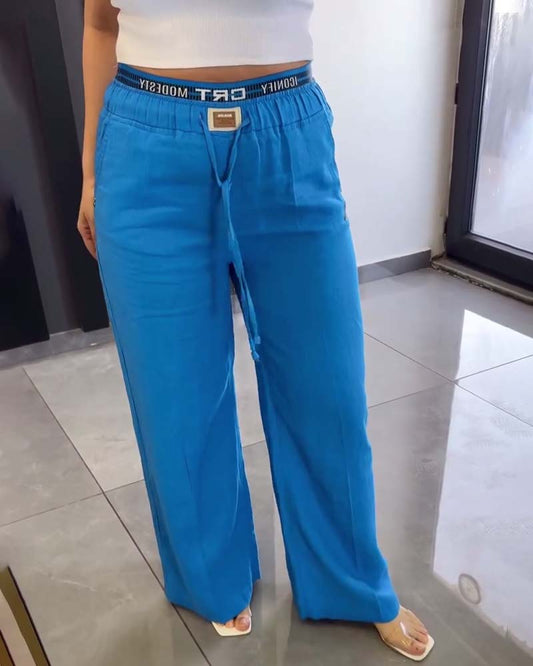 Elastic Drawstring Wide-Leg Casual Pants