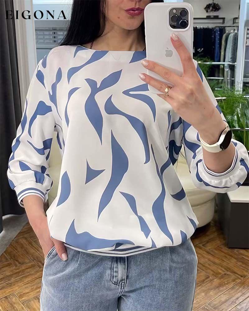 Casual blouse with print and round neck blouses & shirts spring summer