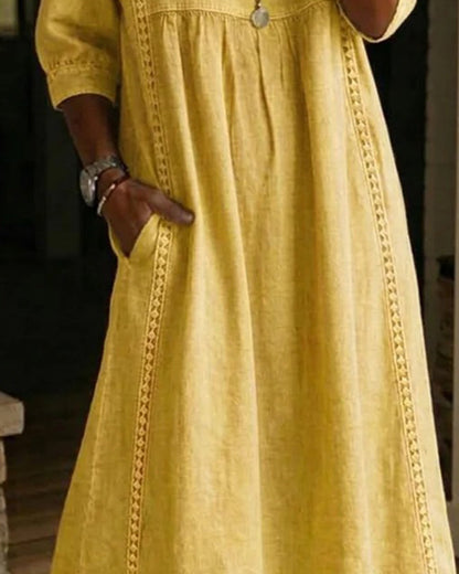 Hollow Out V-Neck Loose Dress