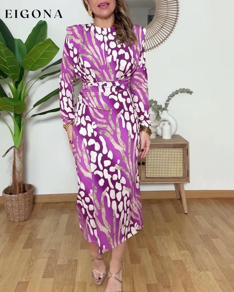 Elegant printed long sleeve slim maxi dress casual dresses spring summer