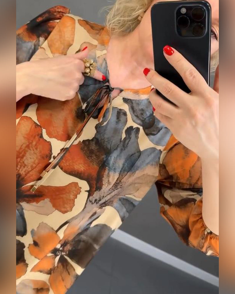 Vintage Floral Print Ruffle Dress